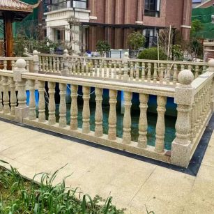 佳木斯黄金麻花岗岩石材栏杆，扶手，将军柱，花瓶柱