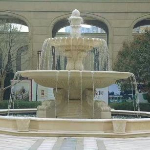 佳木斯 黄金麻花岗岩异型加工——户外庭院石雕流水喷泉