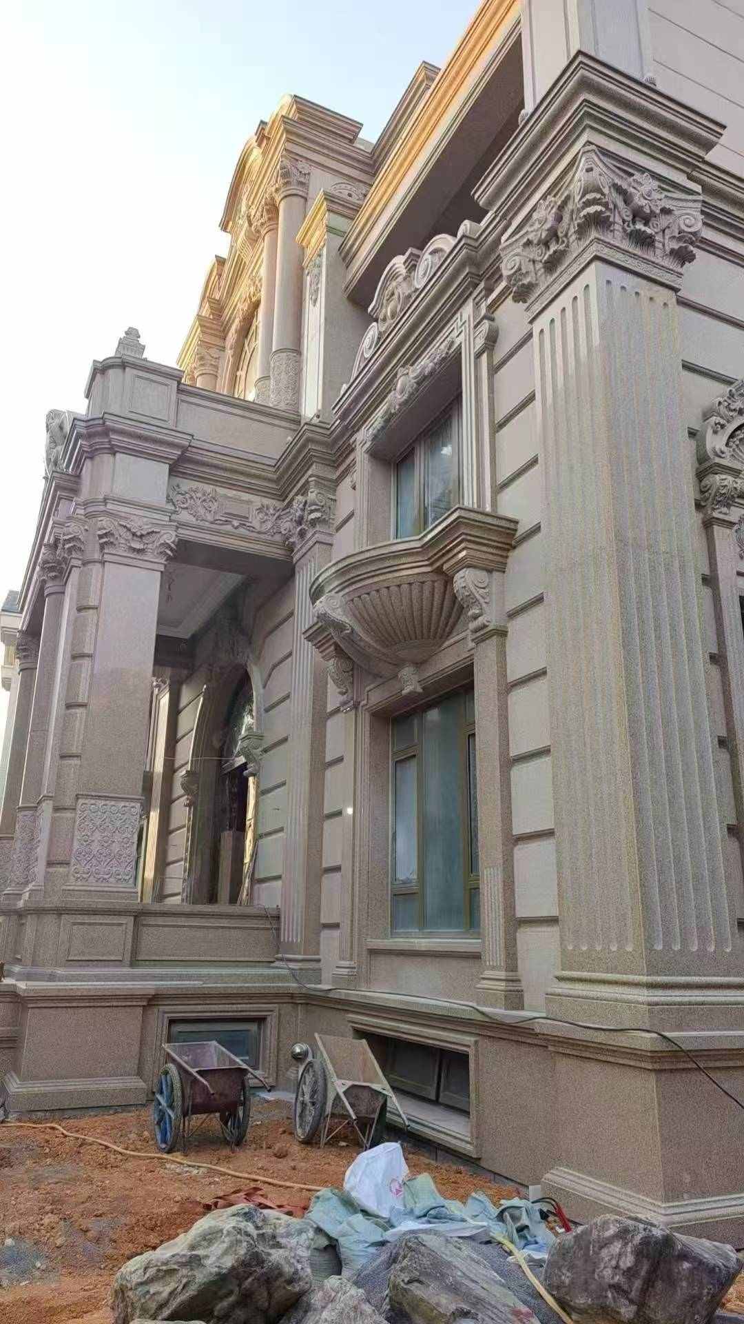 佳木斯 黄金麻花岗岩光面别墅外墙干挂施工完成