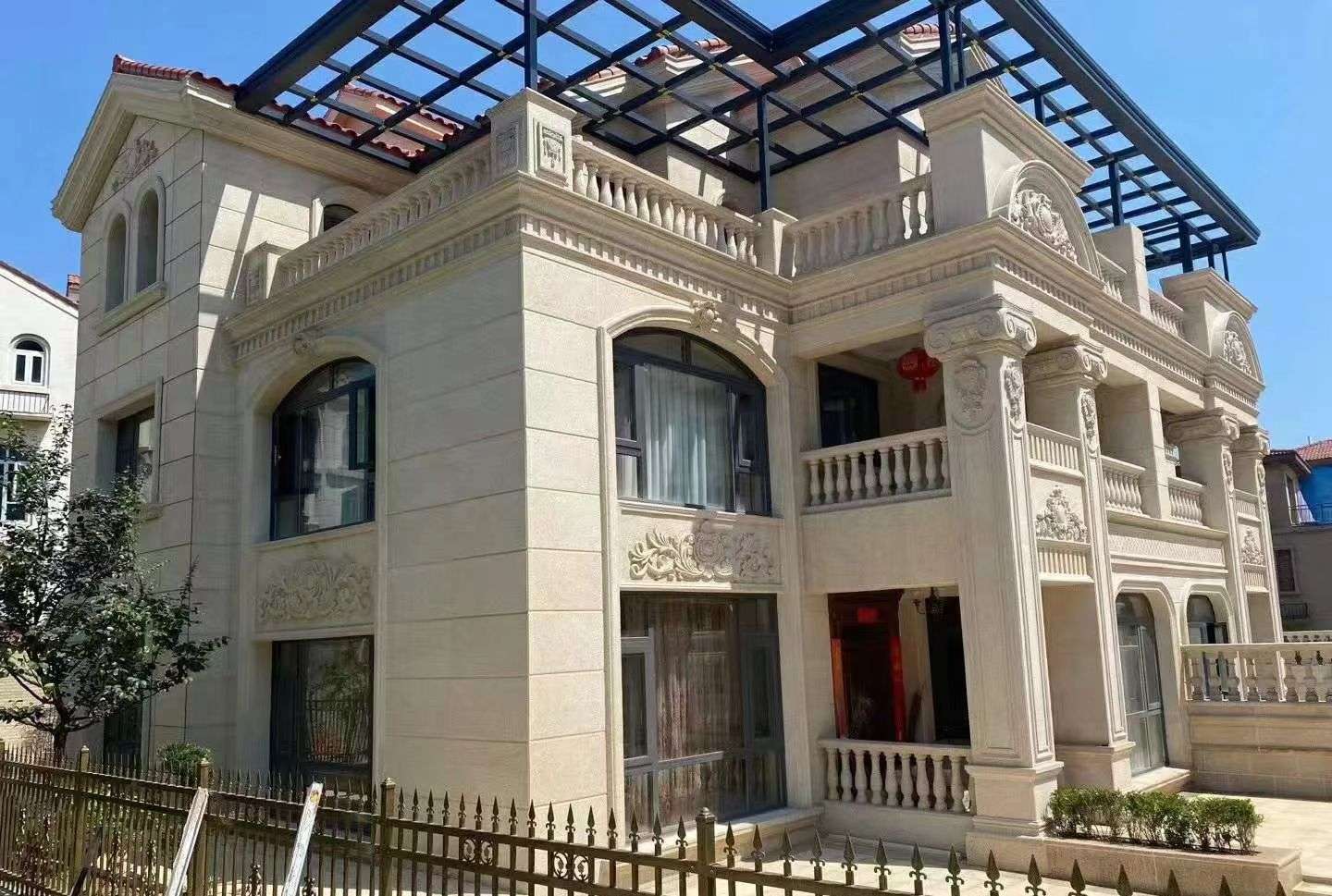 佳木斯 黄金麻花岗岩荔枝面别墅外墙干挂